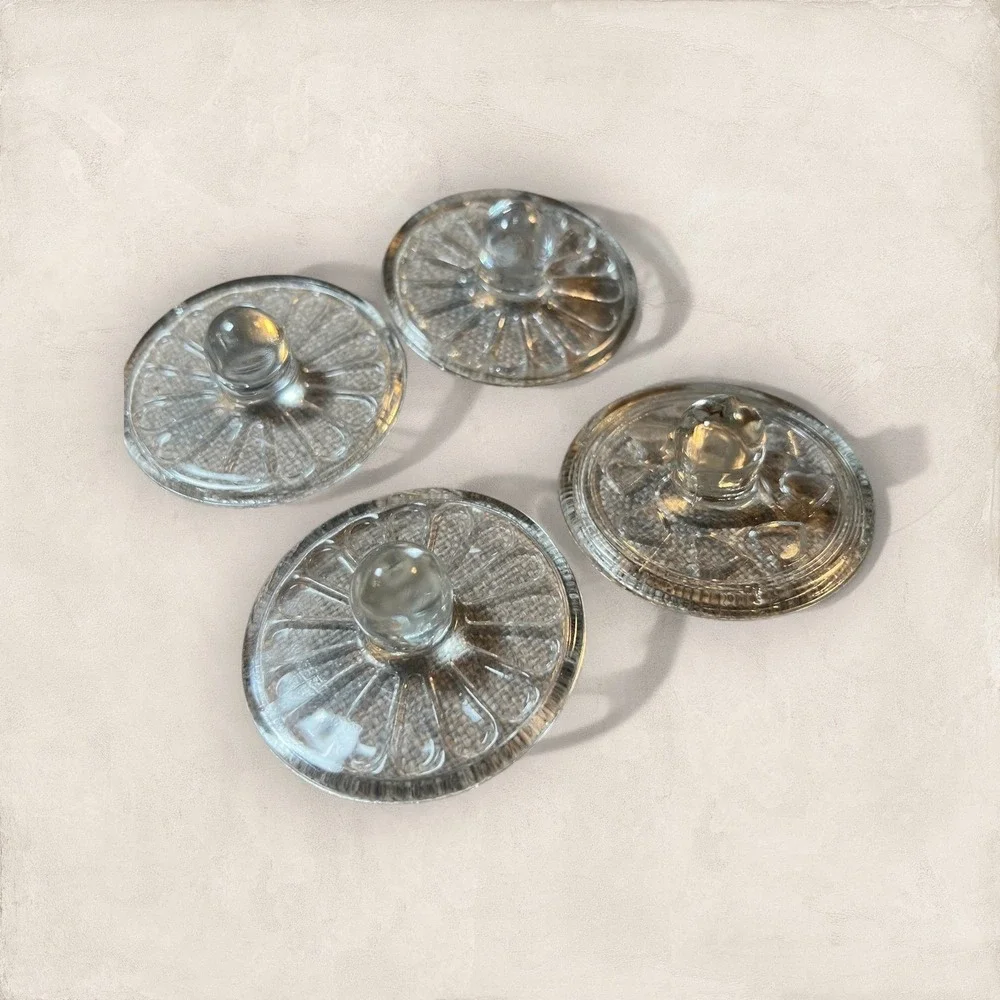 VTG Williams Sonoma Glass Cookie Stamps‎ 4pc Set Clear Floral Heart TAIWAN BOX